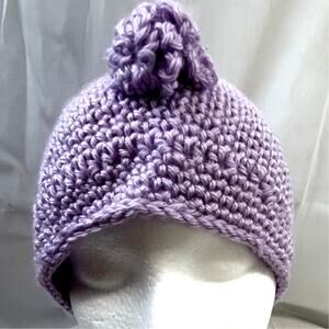 Handmade crochet cap hat women child lilac purple 10" wide  x 7 tall" NWOT